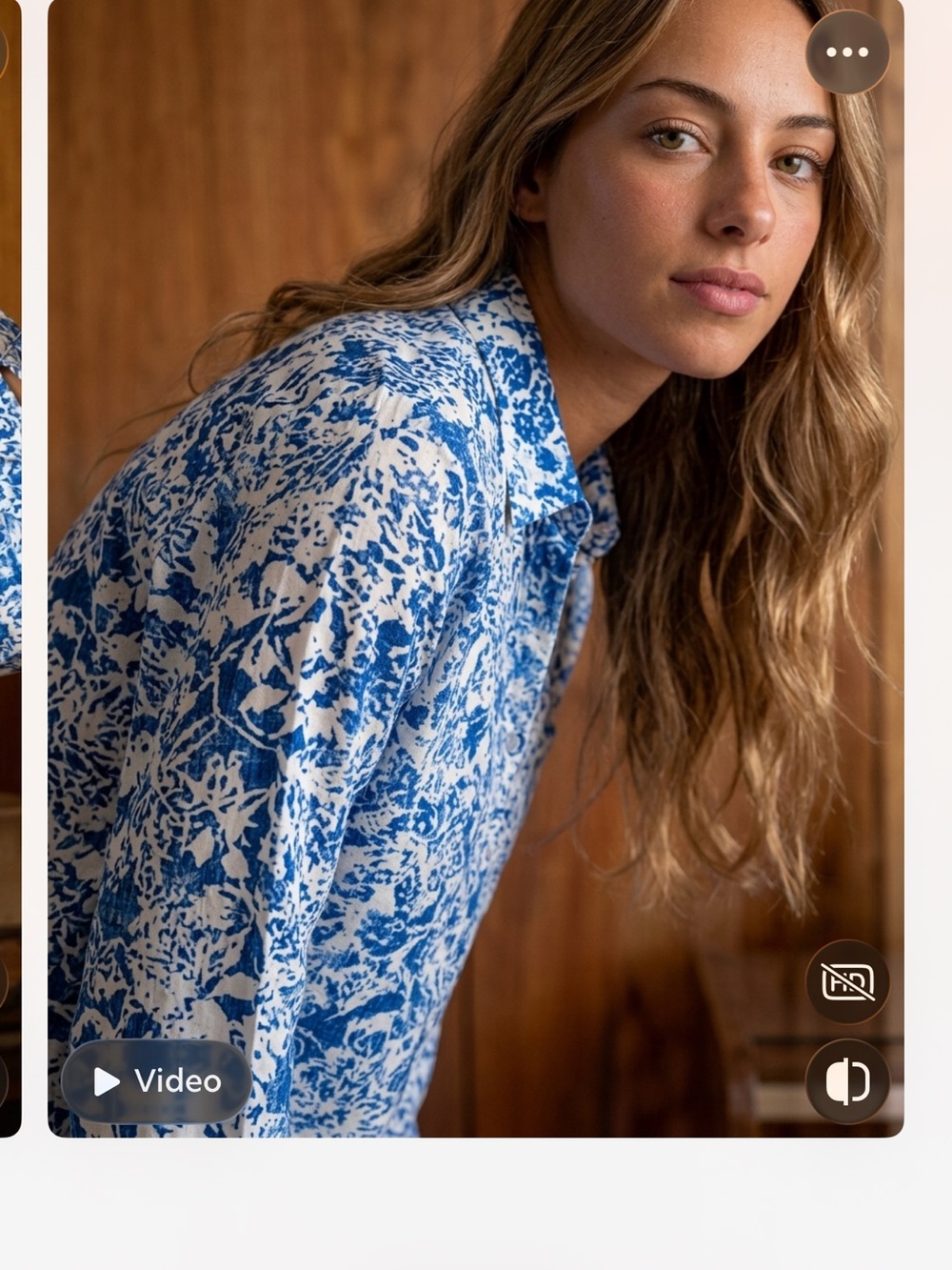 Erika Blue and White Abstract Print Button-Down Shirt